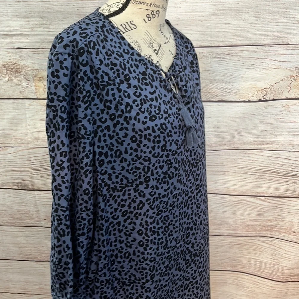 BeachLunchLounge Riley Dress Blue Leopard Animal Print NWT Belt Size Large